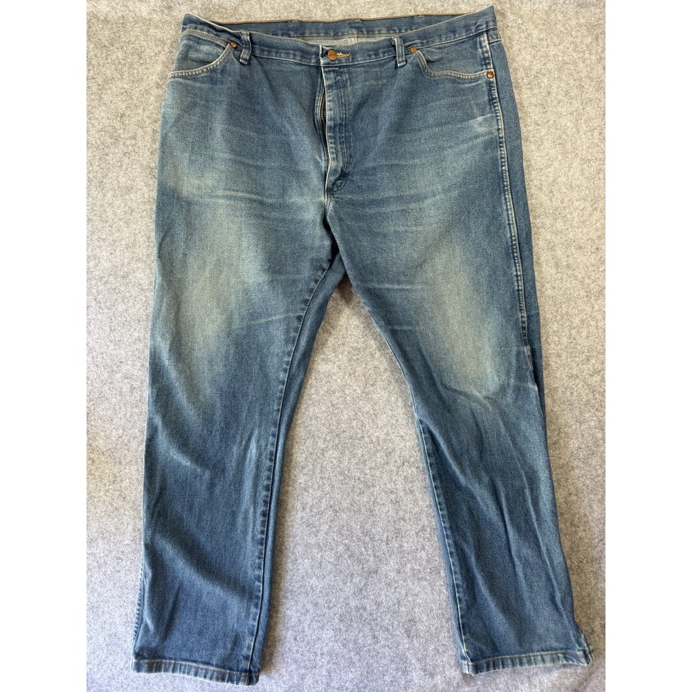 Wrangler Mens 13MWZPW Cowboy Cut Jeans 42x32 Blue Denim Straight Leg Heavyweight